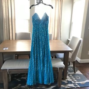 Aidan Mattox Turquoise Blue Dress